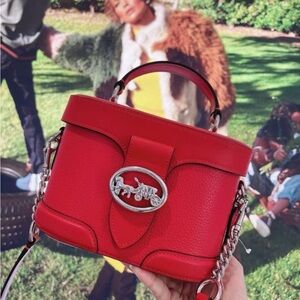 Coach Red Mini Bag with Silver Accents